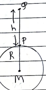 Point at height h above earth surface